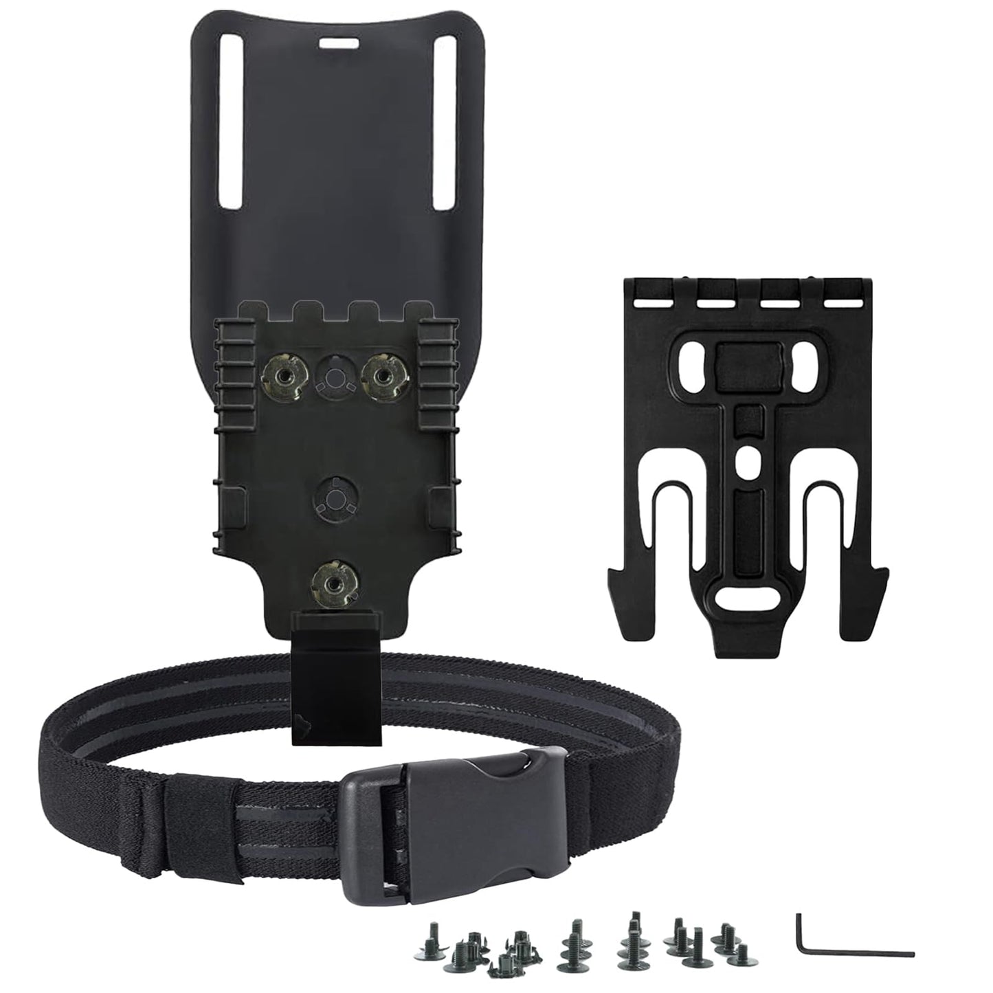 VCQIEO QLS Quick Locking System Kits with 2" Mid/Low Ride Belt Loop Adapter, Drop Leg Holster Platform, Qls Fork and Duty Receiver Plate 19 22 & Elastic Leg Strap, Black