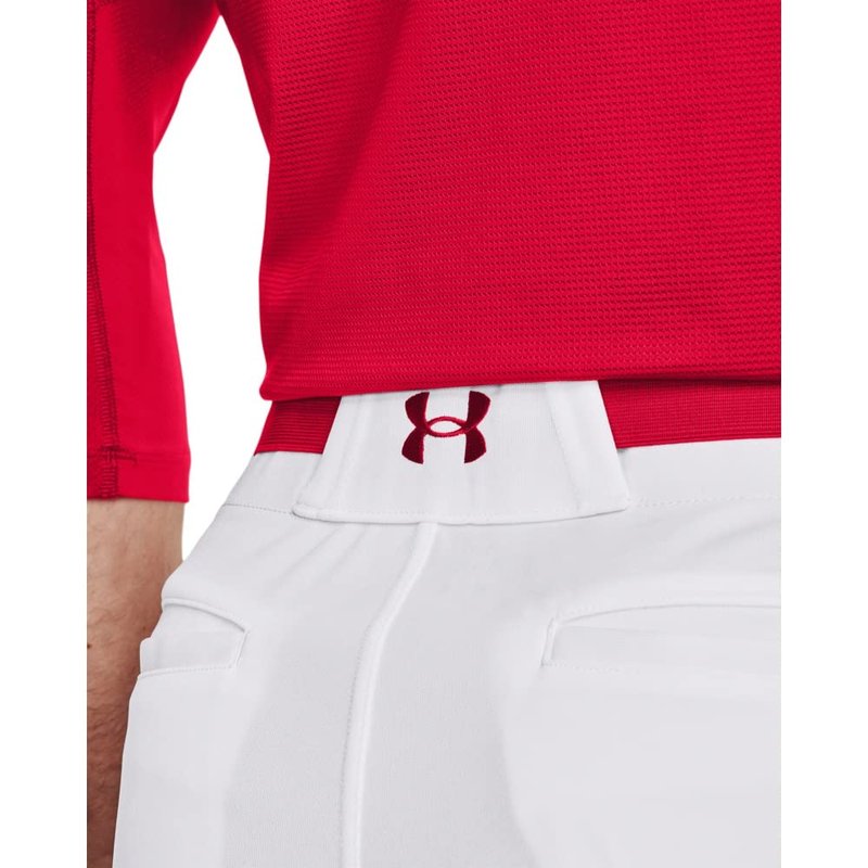 Under Armour Men's Utility Baseball Straight Leg Pant Pipe 22, (103) White/Red/Red, X-Large