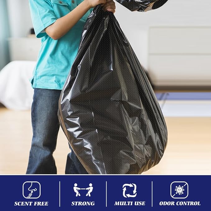 Teivio Large Black Trash Bags 40-45 Gallon 200 Counts Multipurpose Trash Bags