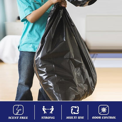 30-33 Gallon 100 Counts Large Trash Bags w/Ties Black Garbage Bags, Large Trash