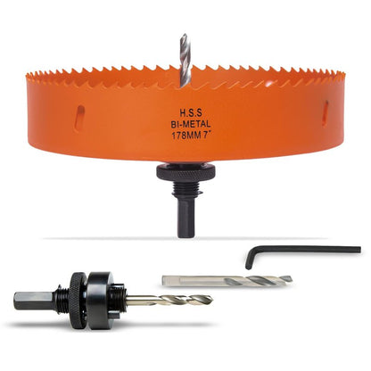 VIKITON 7 Inch Hole Saw with Arbor for Metal Wood Plastic, 7 in Bi-Metal Hole Cutter for Different Project with Smooth and Flat Drilling Edge, Fast Chip Removal,Lighter and Portable