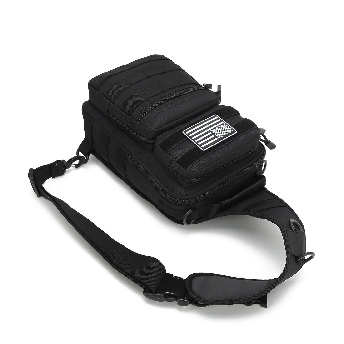 aYrap Tactical Sling Bag for men, Shoulder Backpack Molle Assault Range Bags Chest Pack Day Pack Crossbody Bag (Black)