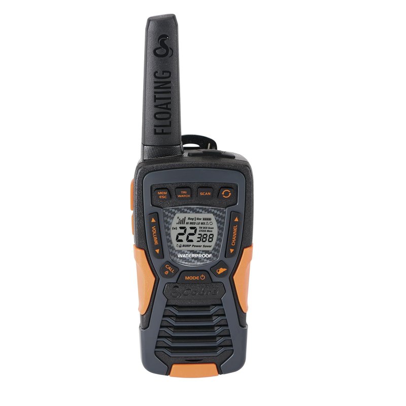 Cobra ACXT1037R FLT Floating Walkie Talkie - Waterproof, Rechargeable, Long Range up to 37-Mile Two Way Radio with NOAA Weather Alert & VOX, (1 Pack)