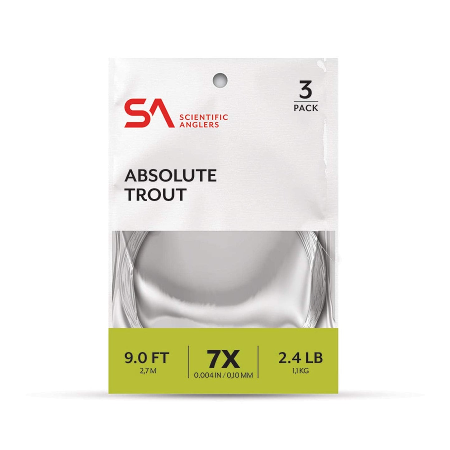 Scientific Anglers Absolute Trout Leaders Fly Line, Copolymer Blends, Supple for Drag Free Drifts, Trout Fishing Leader Set, Clear - (9ft - 3X)