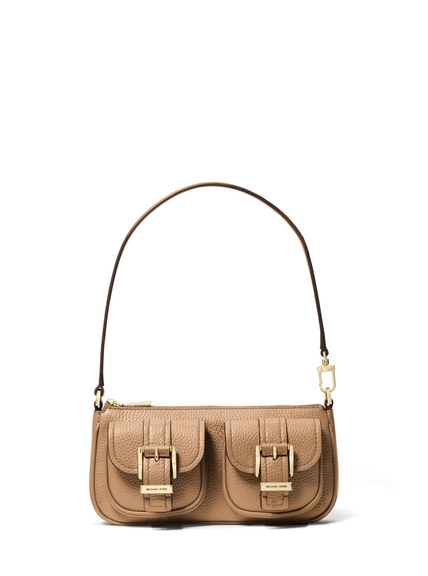 Michael Kors Zoe Small Convertible Pouchette, Gold-Tone Hardware/Pebble Leather/Husk