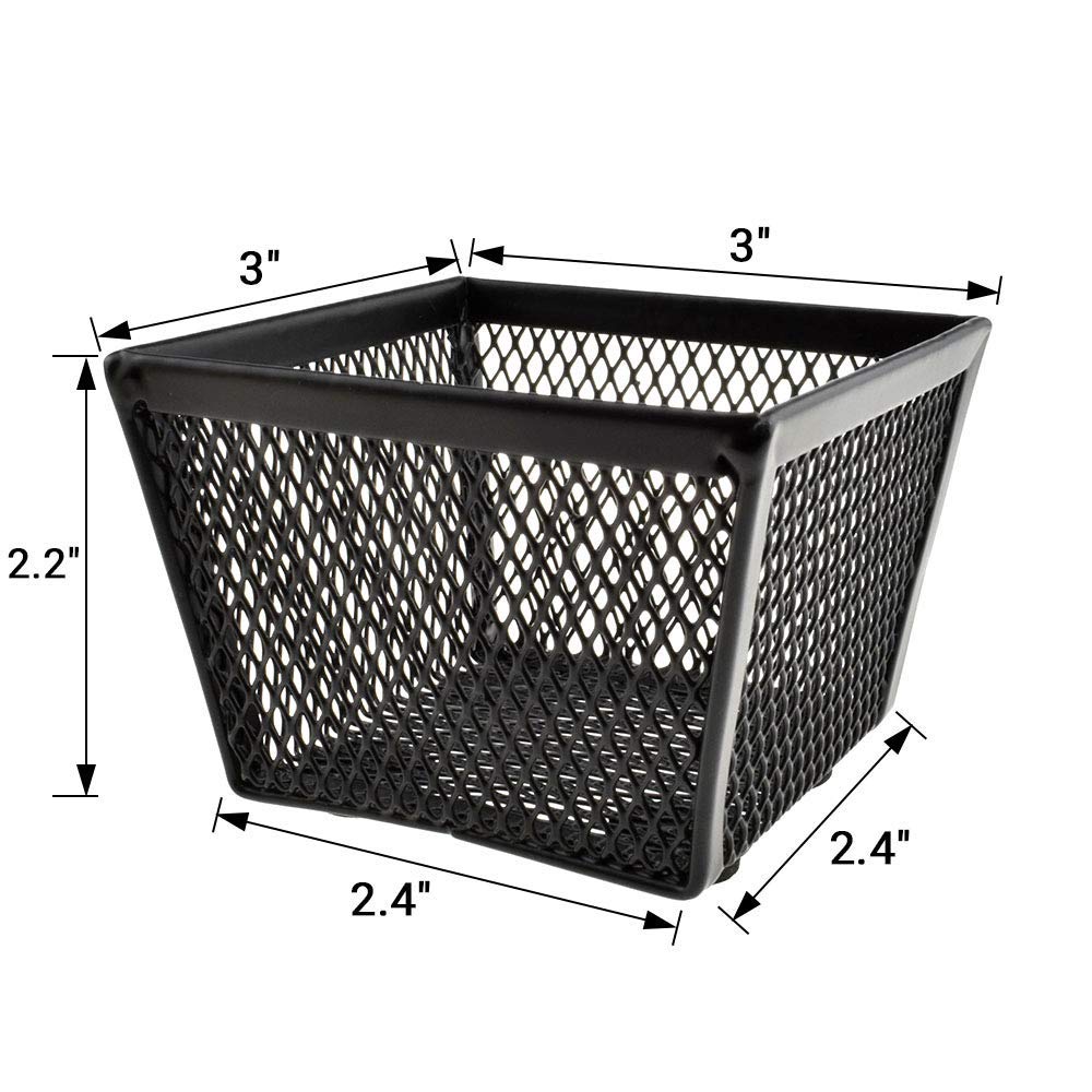 HAHIYO Stackable Paper Clip Mesh Holder cup 2.2" Height 2 Pack Black Sturdy PaperClip Holder Container for Desk Drawer Organizer Collection for Home Office School Soft Foam Feet No Sharp Edges