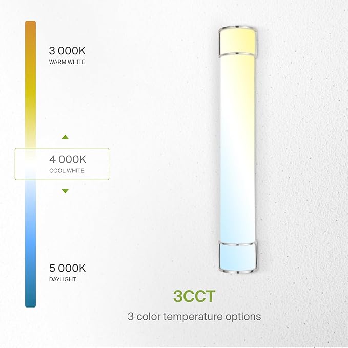 ASD LED 36" Vanity Flush Mount Light Fixture, Linear Bathroom Lighting Bar | 3CCT, Dimmable, Energy Star, ETL Listed | 30W 2650LM 3000-5000K 120V | Long Bath Wall Sconce Over Mirror | Nickel, 2 Pack
