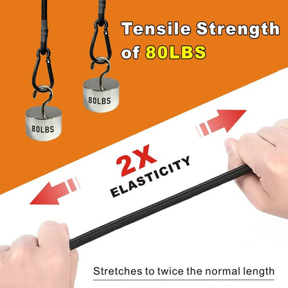 BEXSLE 8 Pcs 24in Bungee Cords with Carabiner Hooks Heavy Duty, Outdoor Black Bungee Straps, Strong Industrial Grade Elastic Bungee Rope for Securing Tarps, Luggage, Tents，Bikes or Garden Tidying