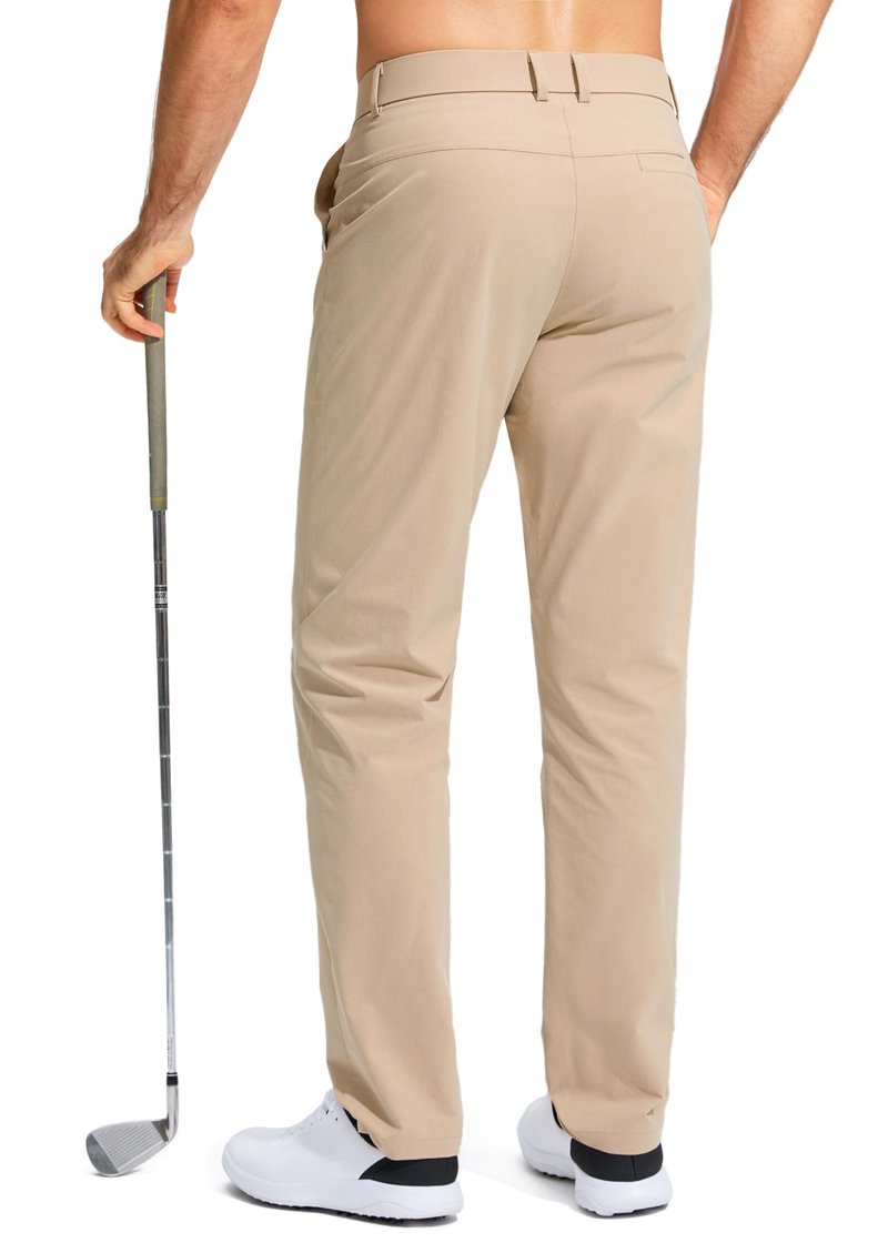 Pudolla Men's Golf Pants Work Dress Comfy Pants Casual Slacks Trousers with Pockets(Khaki 42Wx34L)