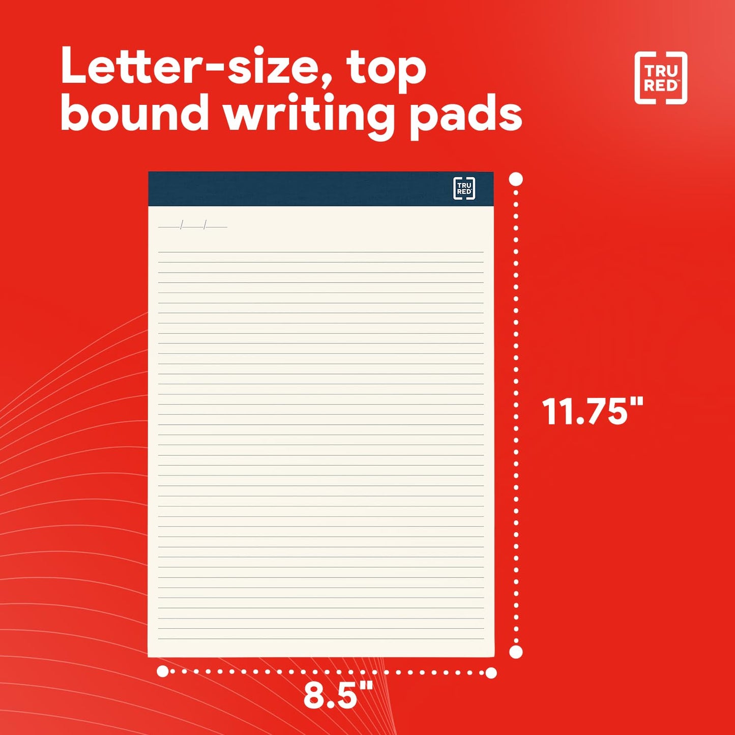 TRU RED Notepads, 8.5” x 11.75”, Narrow Ruled, Ivory, Perforated, 12‑Pack