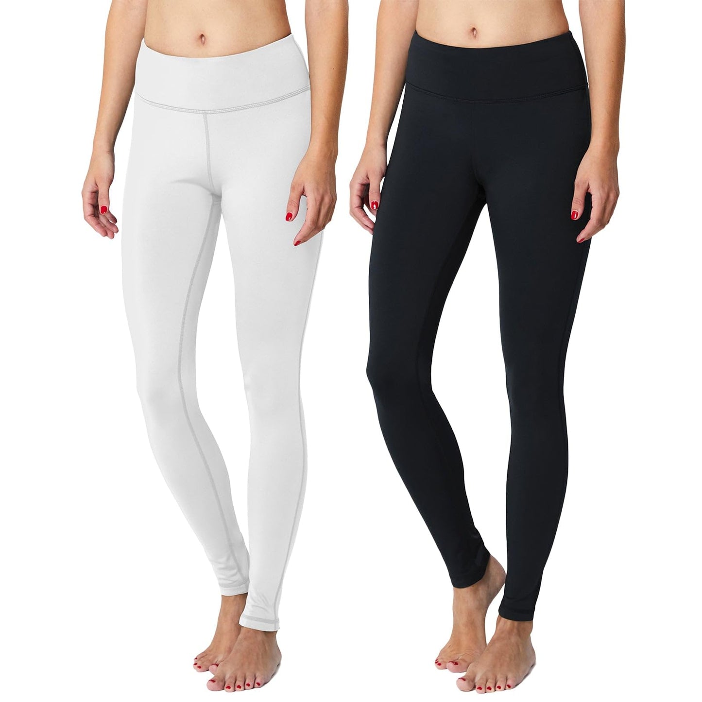 baleaf Women's Fleece Lined Leggings Thermal Warm Winter Leggings High Waisted Yoga Pants Cold Weather Inner Pocket 2-Pack Black/White M