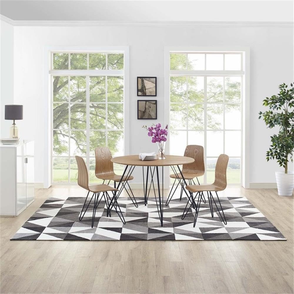 Modway Kahula Geometric Triangle Mosaic 8x10 Area Rug In Black, Gray and White