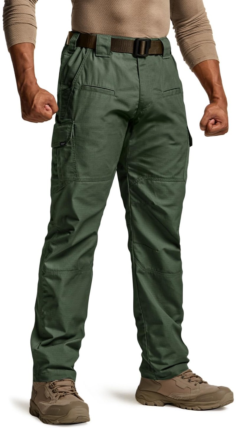 CQR Men's Tactical Pants, Water Resistant Ripstop Cargo Pants, Lightweight EDC Work Hiking Pants, Outdoor Apparel, Raider Green Kelp, 44W x 32L