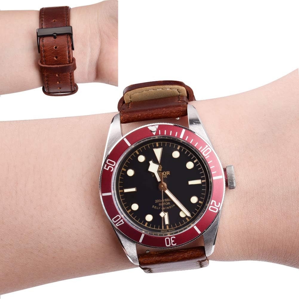 Ritche Leather Watch Strap with Quick Release Pins, 20mm Replacement Watch Band for Men and Women, Fits Smartwatches & Traditional Watches