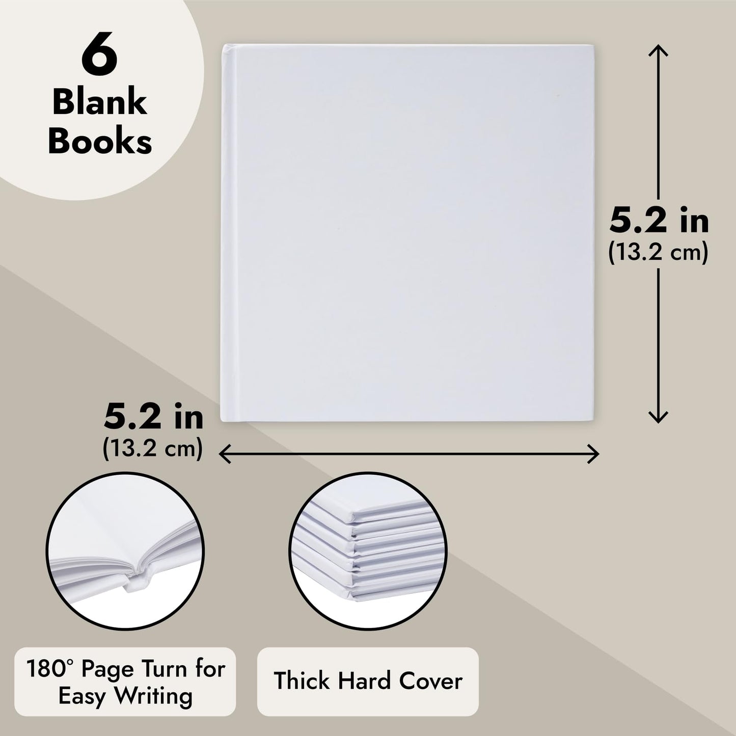 Paper Junkie Blank Books for Kids to Write Stories - 5.2 x 5.2 in White Hardcover, 6-Pack - Unlined Sketchbook Journal & Composition Notebook - Drawing Notebook for Kids - Create Your Own Book