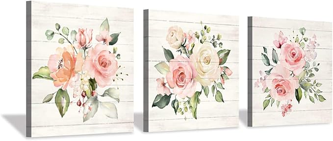 Hardy Gallery Nature Picture Floral Arts Paintings: Bloom Antique Roses Bouquet Graphic Artwork Print on Wrapped Canvas For Walls