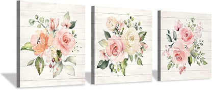Hardy Gallery Nature Picture Floral Arts Paintings: Bloom Antique Roses Bouquet Graphic Artwork Print on Wrapped Canvas For Walls
