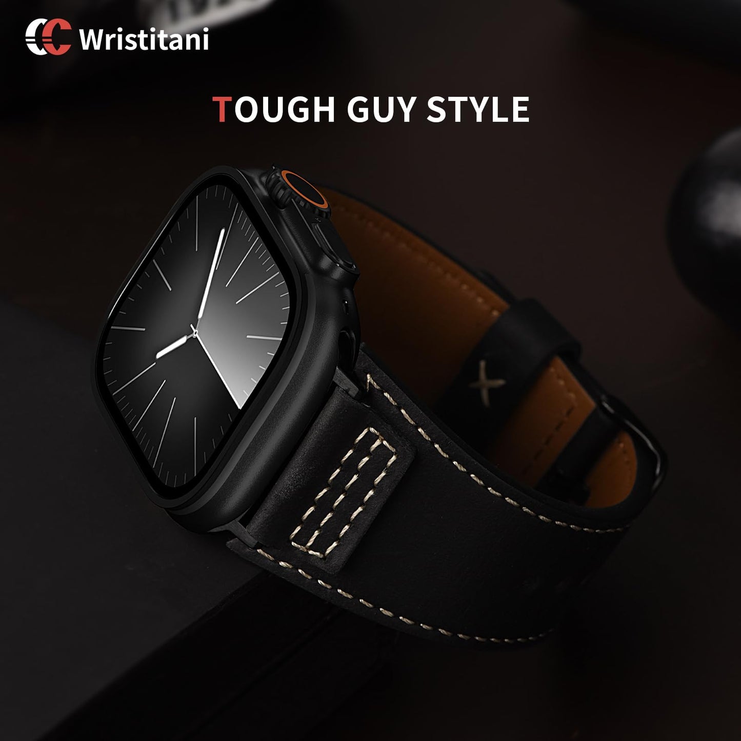 Wristitani Leather Bands Compatible With Apple Watch Band Ultra 3/2/1, 49mm 46mm 45mm 44mm 42mm For Men, Top Genuine Leather Replacement Vintage Strap for iWatch SE3/2/1 Series 11 10 9 8 7 6 5 4 3