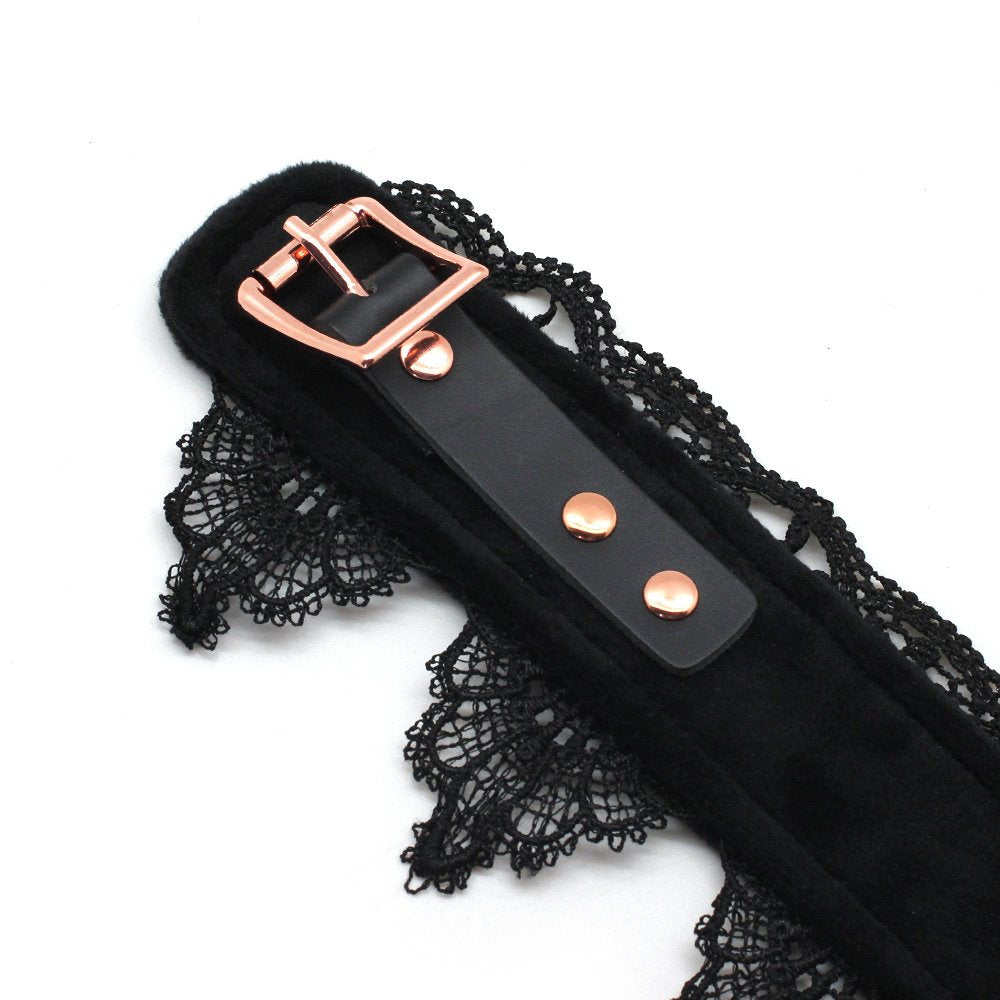 Leather Choker Collar Black Lace Chokers Set for Men Women Girls