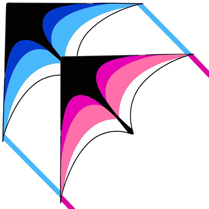 Mint's Colorful Life 2 Pack Delta Kites for Kids & Adults, Easy to Fly Large Kite Set for Beginners, Perfect Family Kites for Park and Beach Trip with 300ft String Handles (Blue&Pink)