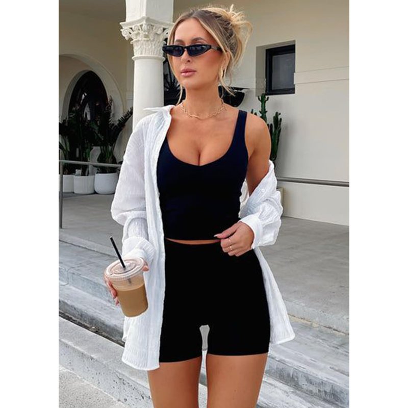 YIZAO High Waisted Biker Shorts for Women-5" Tummy Control Fitness Athletic Workout Running Yoga Gym Shorts Black