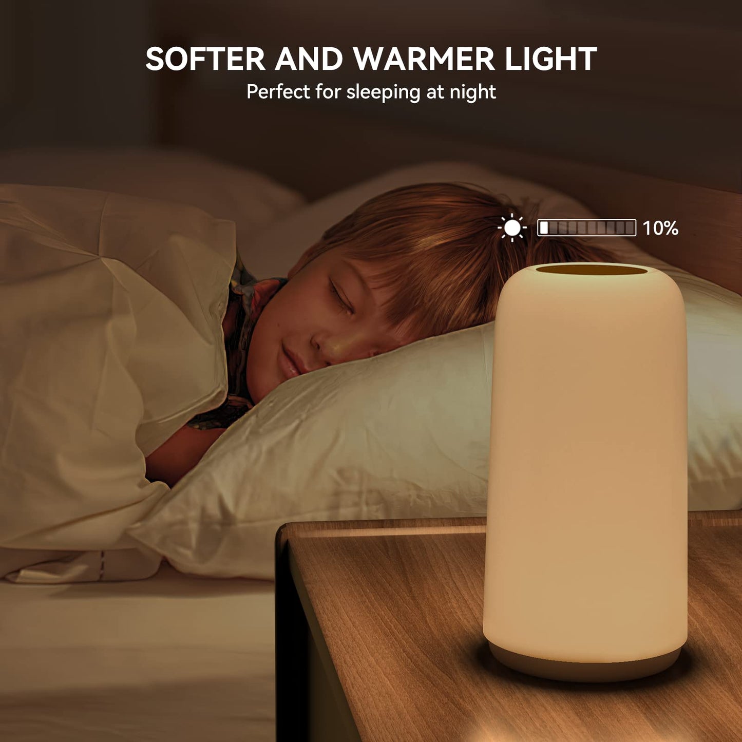 ROOTRO Touch Bedside Table Lamp, [Sleek Design & RGB Mode] 3 Way Dimmable Small Lamp for Bedroom, LED Lamp with Warm White Lights, Multi-Color Smart Nightstand Lamp for for Living Room Home Gifts