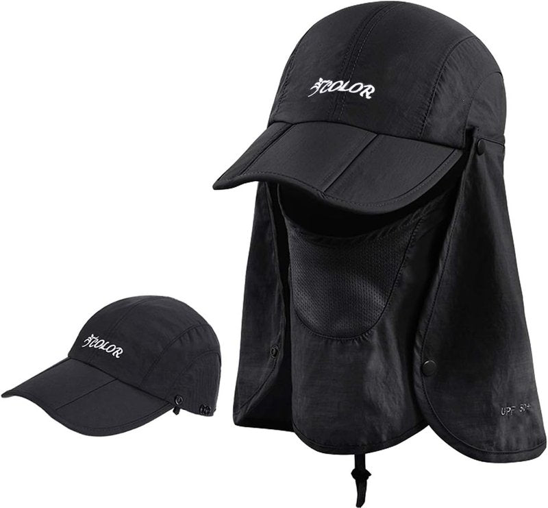 icolor Sun Hat - UPF 50+ Foldable Sun Protection Hat for Men & Women | Neck Flap & Ponytail Design