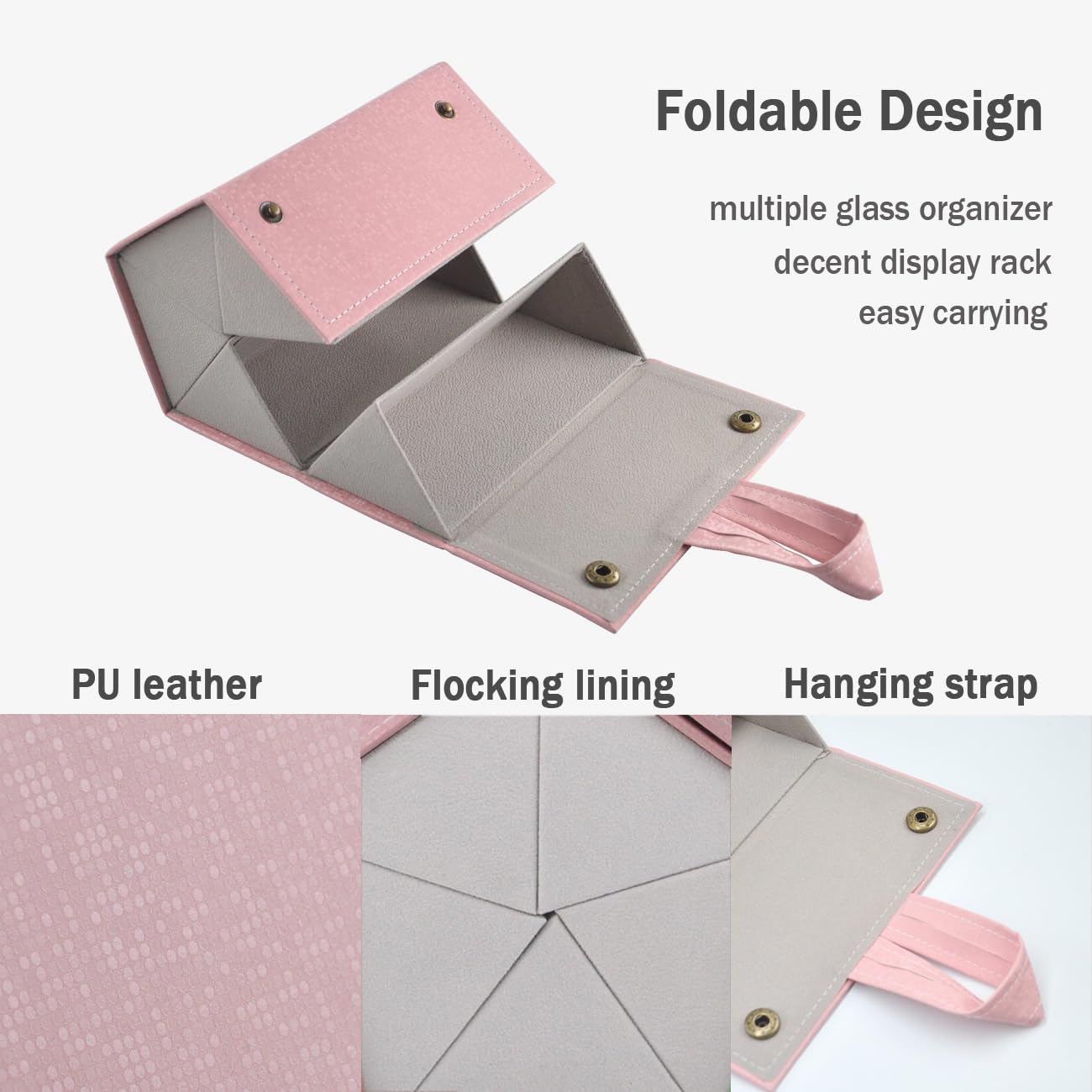 Kenpal Sunglasses Storage Organizer Holder Foldable Travel Case with 5 Slot Compartments for Multiple Glasses (Mosaic Pink)