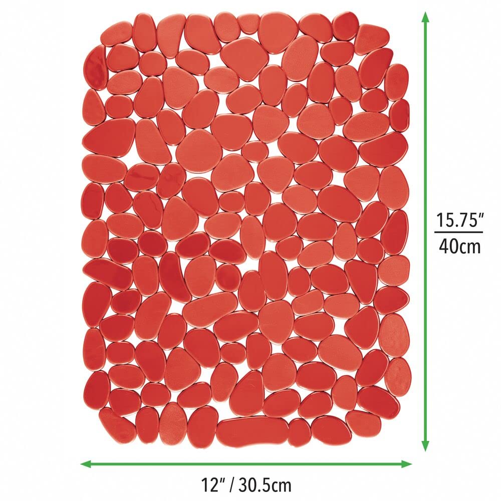mDesign Adjustable Dish Drying Mat/Grid - Soft Plastic Sink Protector, Cushions Sinks & Dishes - Quick Draining Pebble Design - Set of 3 - Red