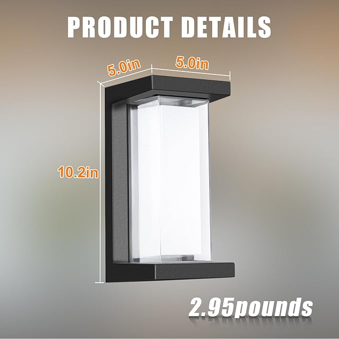 Juyace 18W Exterior Lighting Fixtures 6 Pack Budget-Friendly Outdoor Porch Lights Modern Black Sconces Wall Mount 1800Lm 6000K IP65 Waterproof for Garage House Patio Front Door Entryway