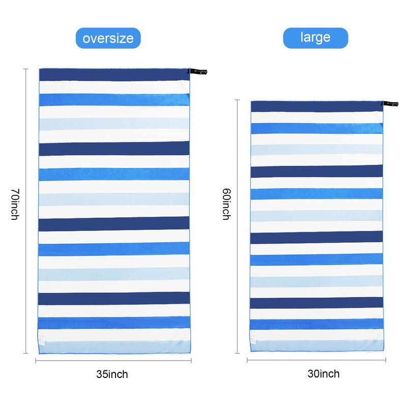 Exclusivo Mezcla 2 Pack Microfiber Quick Dry Beach Towels, Large Lightweight Sandfree Pool Towels for Swimming Camping Travel with Bag (Blue and Red, 30x60 Inches)