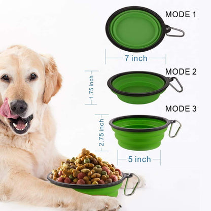 Large Collapsible Dog Bowls, 34oz Travel Water Food Bowls Portable Foldable Collapse Dishes with Carabiner Clip, 2 Pack (Purple+Red)