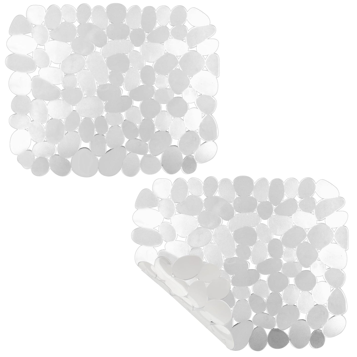Coopay 2 Pack Kitchen Sink Mat Small Size Plastic Pebble Kitchen Mat PVC Eco-Friendly Adjustable Stainless Steel/Porcelain Dish Drying Pad Protector for Bottom of Sink, 12.2 x 10 Inches (Clear)