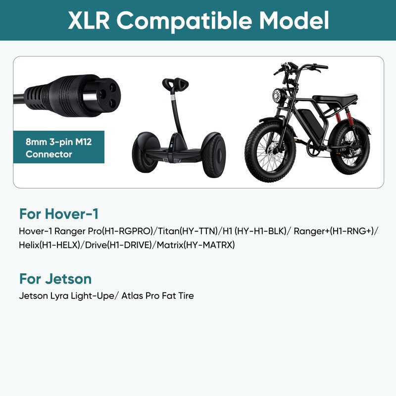 UL Listed 42V 2A Electric Scooter & Hoverboard Charger, 6-in-1 Multi-Plug Scooter Power Adapter Compatible with Segway, Jetson, Gotrax, Ninebot
