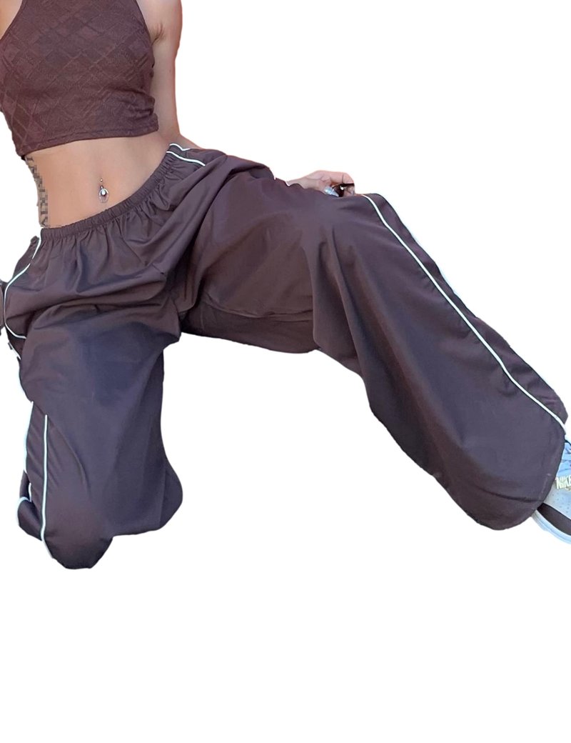 Shebote Womens Parachute Pants Wide Leg Baggy Y2K Elastic Waist Jogger Sweatpants Track Pants Streetwear(0046-Coffee-M)