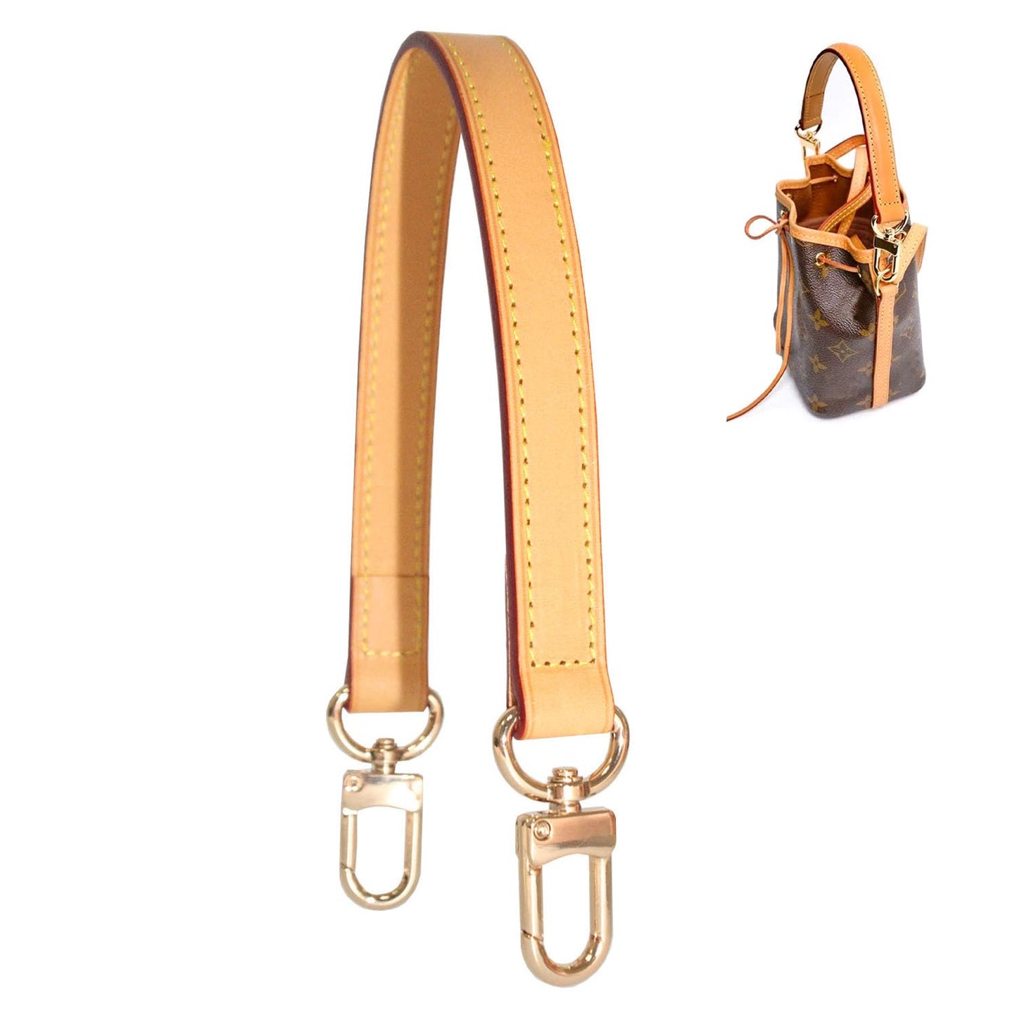 BEUDW Vachetta Leather Handbag Strap, Suitable for Changing Shoulder Straps on L V Handbags and Bucket Bags(Ambe-W:0.7in,L：14.9in)
