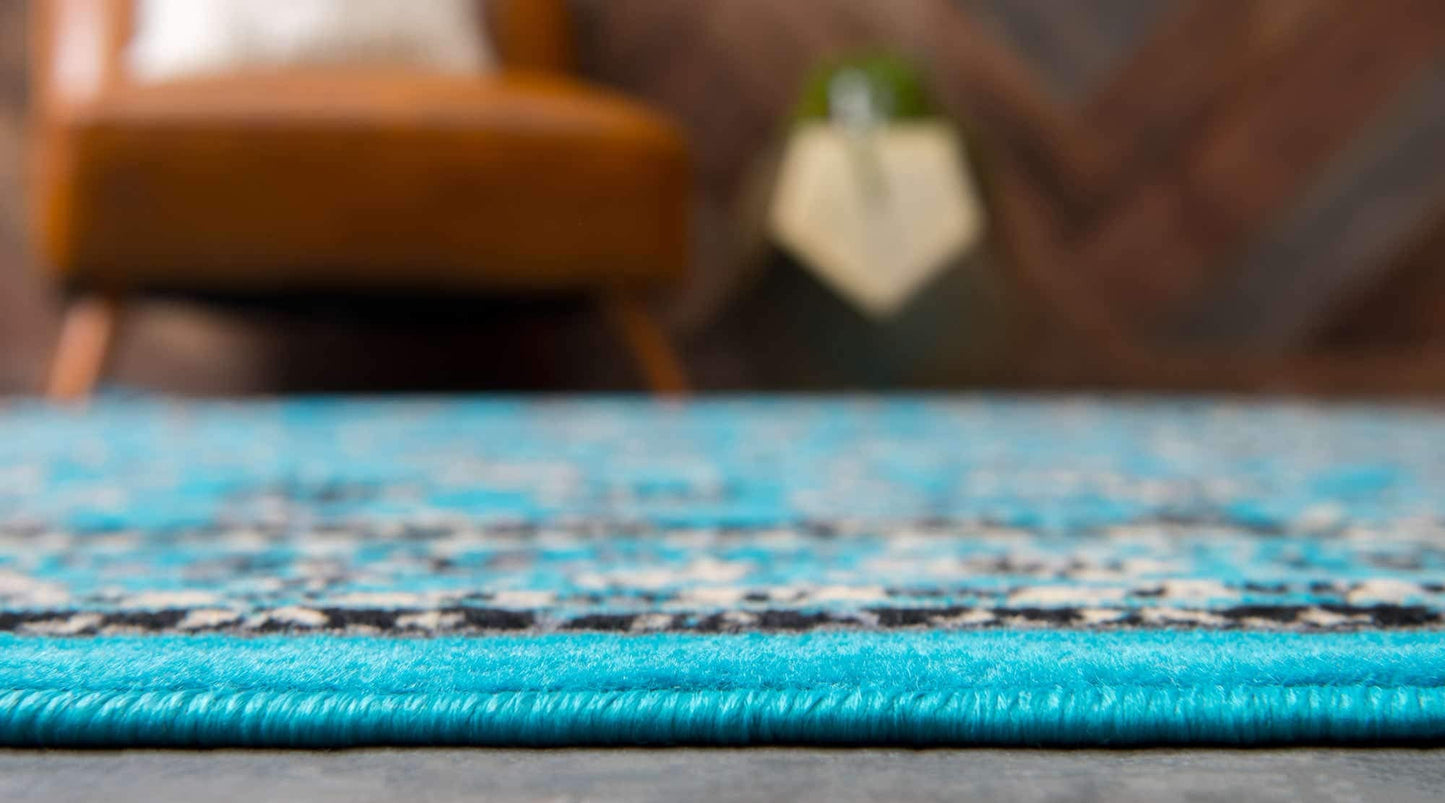 Unique Loom Sialk Hill Collection Area Rug - Washington (4' 1" x 6' 1" Rectangle, Turquoise/ Black)