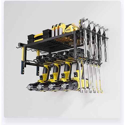 Power Tool Organizer, 2-Layer Metal Wall Mount Storage Rack, Tool Holder for Garage Workshop