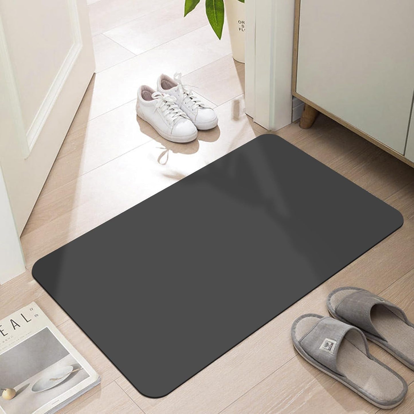 LYGLIGH Ultra Thin Door Mat Indoor Entrance, 1/10 in Thin Door Mats for Inside Entry, Non-Slip Rubber Backing Washable Doormat, Fade Resistant, Absorbent, Low Profile Dirt Trapper, 24"X16"