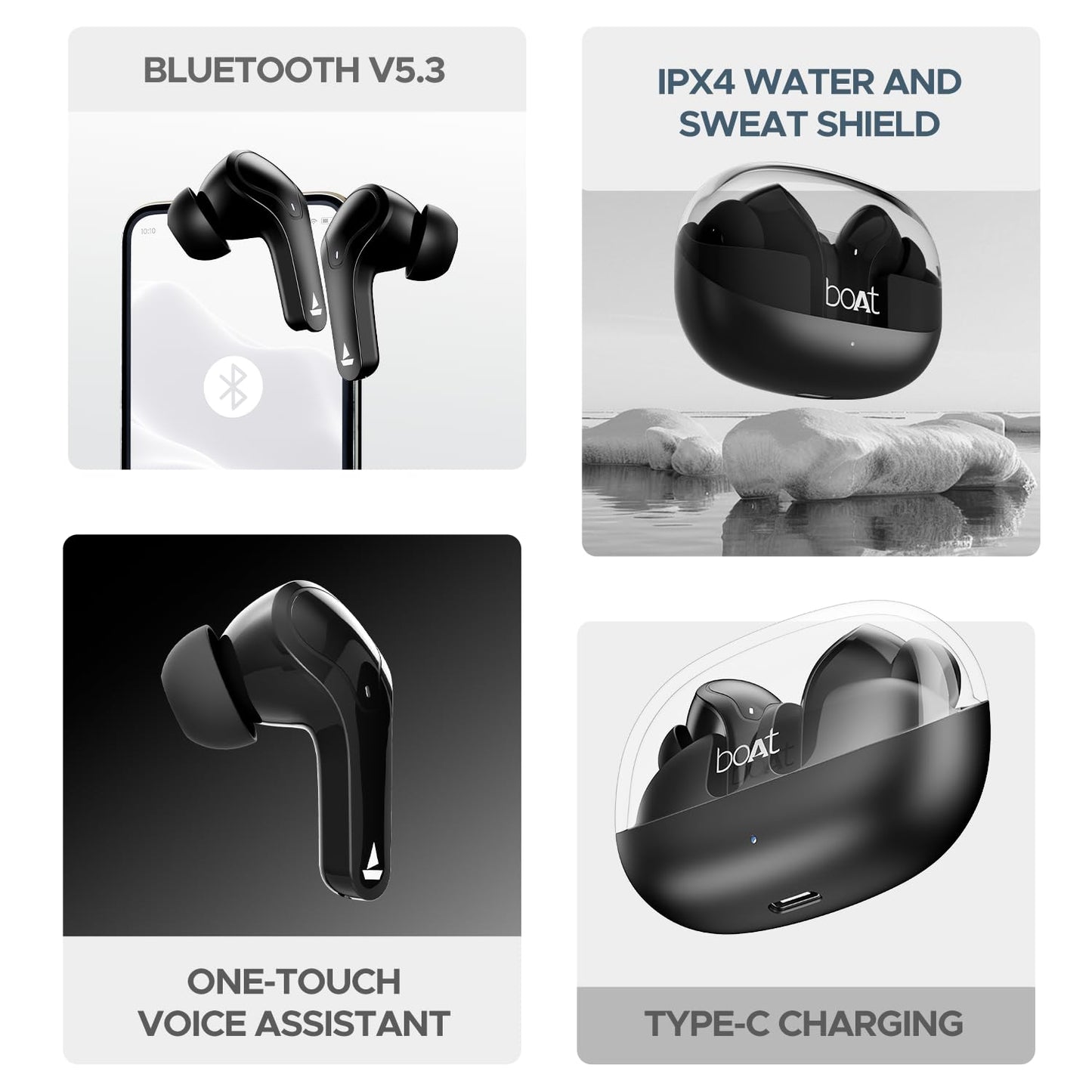 boAt Airdopes 311 Pro Truly Wireless in Ear Earbuds, Up to 50 Hrs Playtime, Dual Mics, Low-Latency Mode, ASAP Charging, IPX4, IWP Tech, BT v5.3 (Active Black)