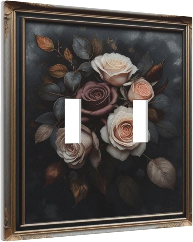 Decorative Art Light Switch Covers Elegant Rose Bouquet Art 2 Gang Double Toggle Wall Plate Decorative Switchcover Electrical Switchplate for Home Decor
