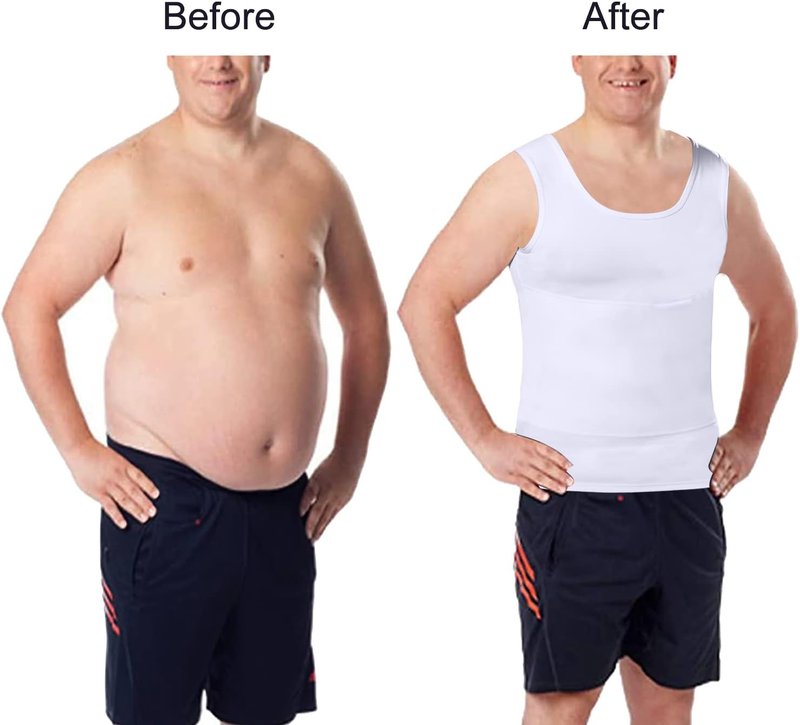 Men's Slimming Compression Shirt | Body Shaper Workout Tank Top for Gynecomastia & Tummy Control - Quick Change Design