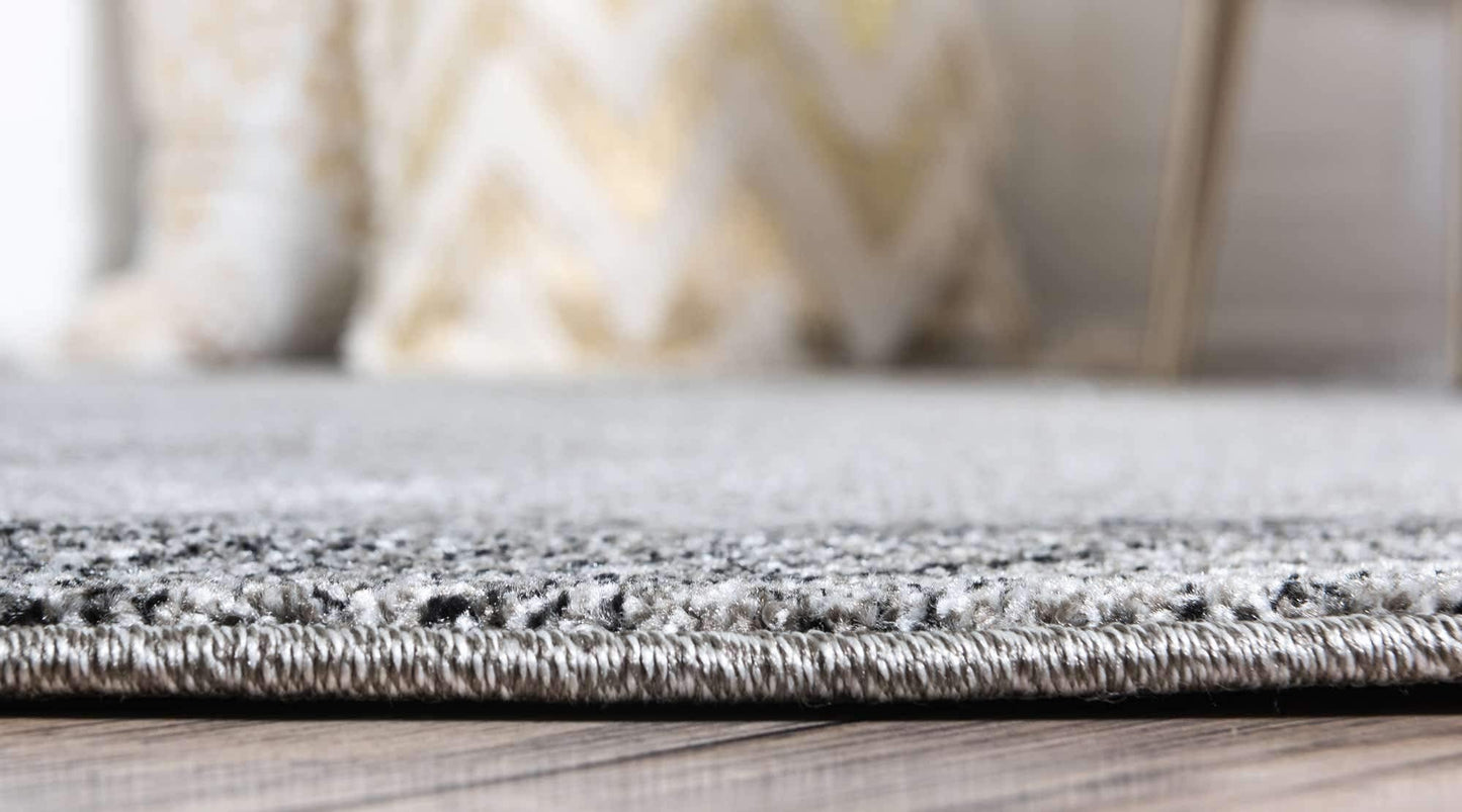 Unique Loom Del Mar Collection Area Rug - Abigail (6' 1" Round, Light Gray/ Black)