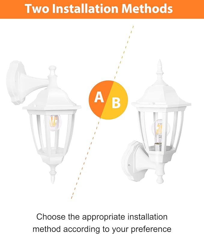 FUDESY Outdoor Wall Lantern, Exterior Waterproof Wall Sconce Light Fixture, White Front Porch Light Wall Mount for Garage, Patio, Yard, FDS2542EW (Bulb Included)