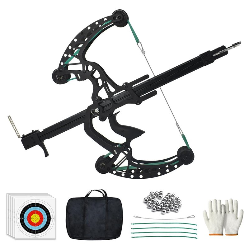 Runzkzy Ball Bearing Bow, Compound Bow Set That Shoots Steel Balls, Right Handed Hunting Bows for Adults, Composite Pulley Bow with Continuous Shooting