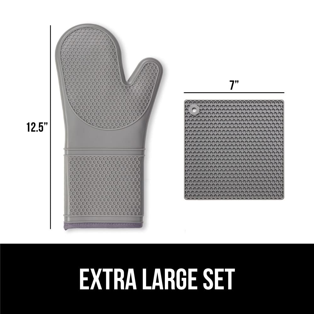 GORILLA GRIP BPA-Free Soft Silicone Oven Mitts and Pot Holders Sets, Heat Resistant Waterproof Cooking Gloves, Thick Cotton Lining, Flexible Gripping for Baking Grilling, Kitchen Trivets, Turquoise