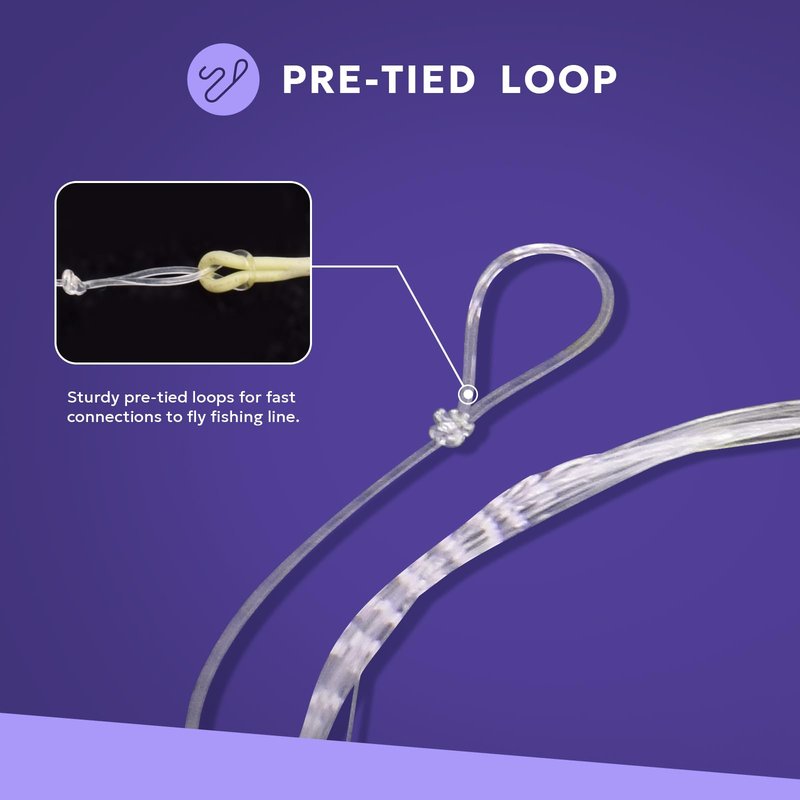 SF 3 Packs Pre-Tied Loop Fly Fishing Tapered Leader Fluorocarbon 9FT 4X