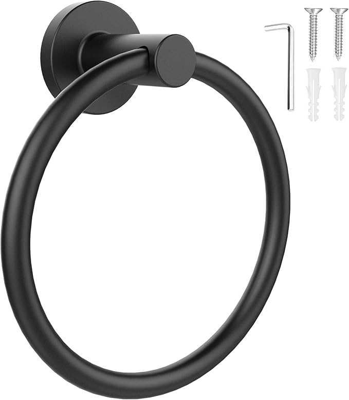 SetSail Towel Holder for Bathroom Wall Matte Black Towel Ring Stainless Steel