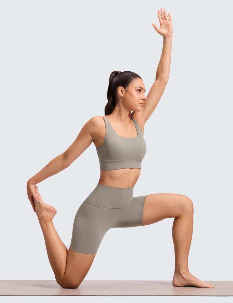 CRZ YOGA ButterLuxe Biker Shorts 6" - High Waisted Workout Running Volleyball Spandex Yoga Womens Warm Ash Grey X-Small