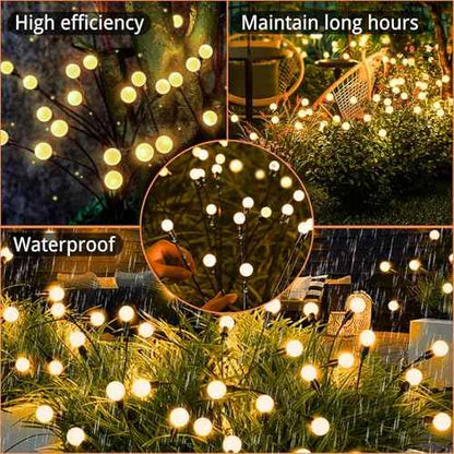 OZS 10 Pack Total 80 LED Solar Garden Lights Fairy Outdoor - Solar Firefly Lights Outdoor, Sway by Wind, Waterproof for Garden Patio Pathway Fairy Decoration (Warm White)